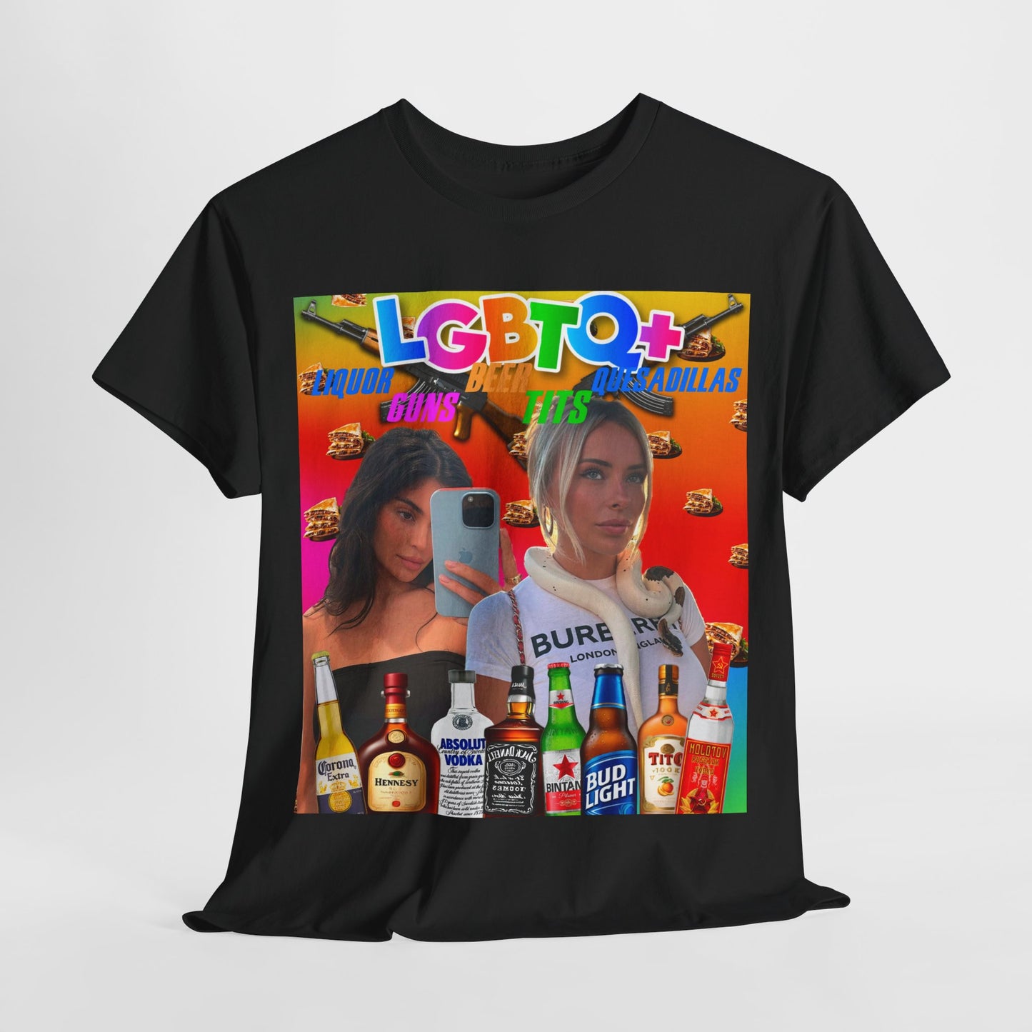 Tee LGBTQ+ Liquor, Guns, Beer, Tits, and Quesadillas