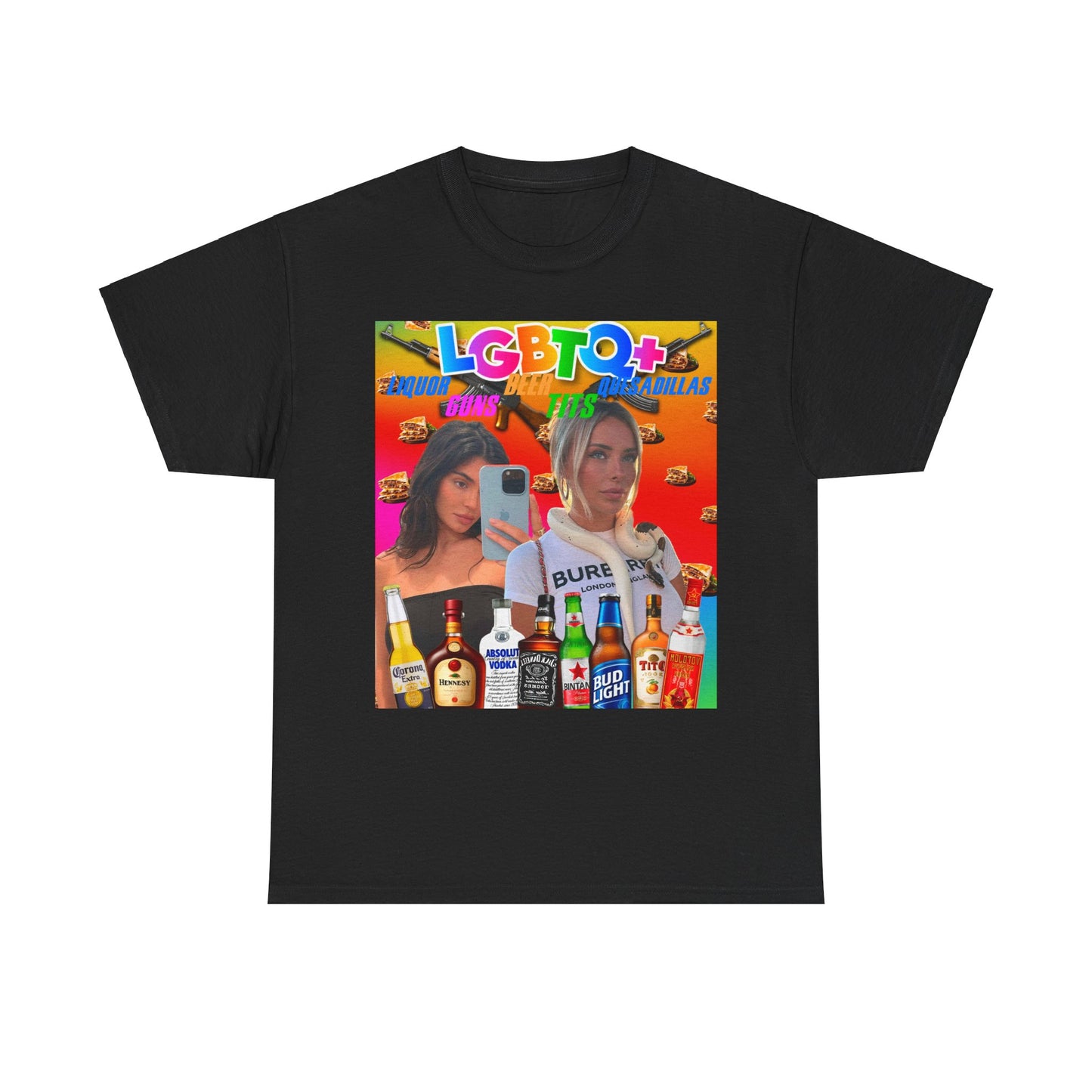 Tee LGBTQ+ Liquor, Guns, Beer, Tits, and Quesadillas