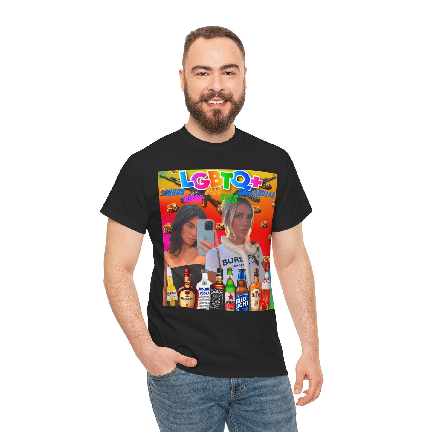 Tee LGBTQ+ Liquor, Guns, Beer, Tits, and Quesadillas