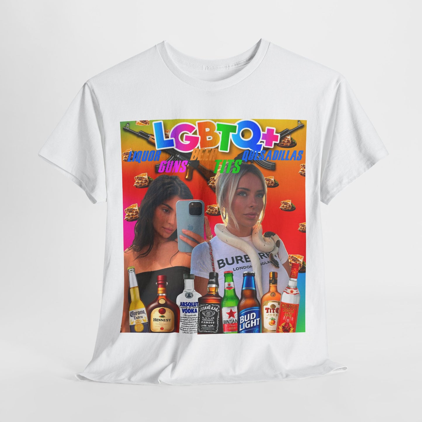 Tee LGBTQ+ Liquor, Guns, Beer, Tits, and Quesadillas